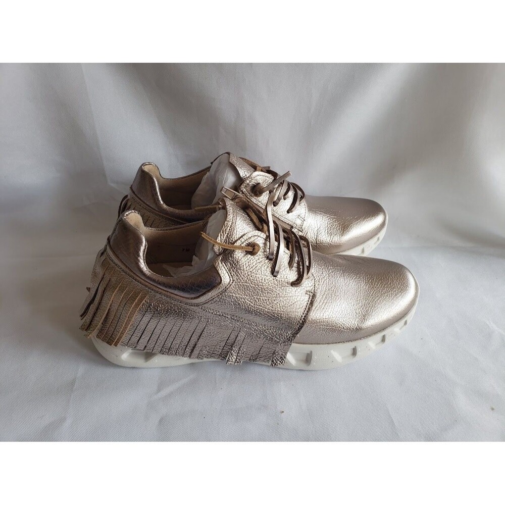 VANELi Alvina Lace Up Fringe Sneakers -Mummers - GOLD - Womens size 7 M NEW